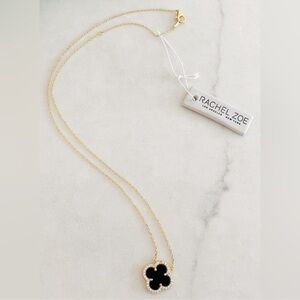 Rachel Zoe Onyx Clover Necklace